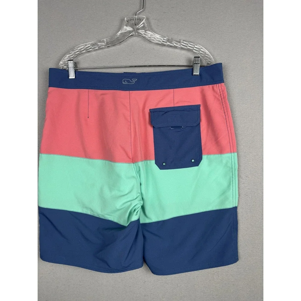 Vineyard Vines Board Shorts Mens 35 Multicolor Colorblock Swim Trunks Drawstring